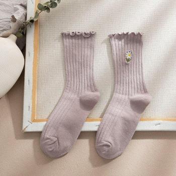 Calcetines de mujer, largos y sueltos, algodón, estampado de margaritas, 8 colores