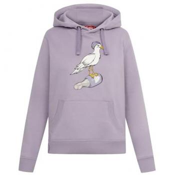 Nachhaltiger Damen Kapuzenpullover Sturmmöwin aus Bio-Baumwolle in Lavender Gray, Größe S