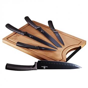 Berlinger Haus Carbon Pro Juego de Cuchillos de Cocina con Tabla de Bambú