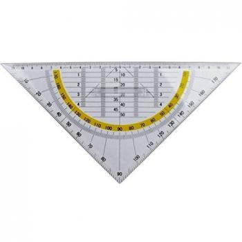 CSP LIDERPAPEL Escuadra liderpapel geometría 22 cm plástico cristal con pestaña de sujeción