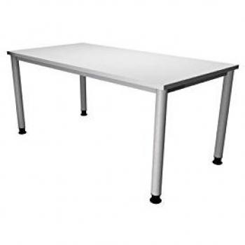 Mcbuero.de Schreibtisch 4-Fuß-rund 160x80cm Weiß/Silber
