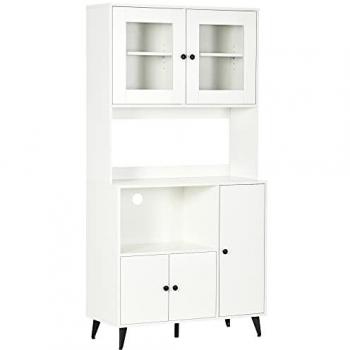 Armoire Multi-Rangements HOMCOM – Étagères Ajustables, Passe-Câbles – 90x40x180 cm – Blanc