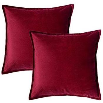 Bedsure Decorative Red Velvet Pillowcases 2 Pack 50cm x 50cm