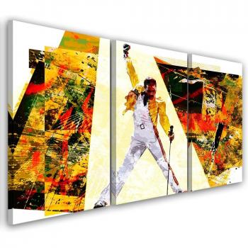 Freddie Mercury Canvasafdruk Drie-delig 60x40 Oranje