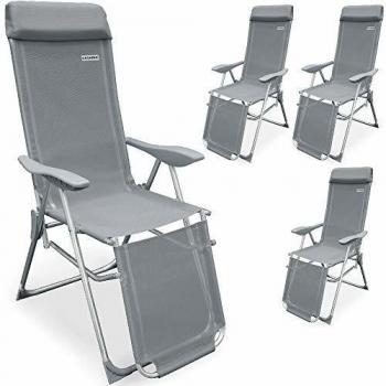 Hochlehner Gartenstuhl 4er-Set Aluminium Anthrazit Klappbar 7fach Verstellbar