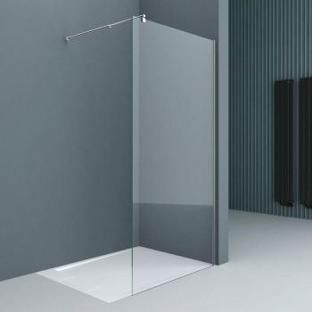 Doporro Pare-douche à l’italienne transparent 90 cm, verre sécuritaire 8 mm, stabilisateur rond – montage réversible – modèle Bremen01K