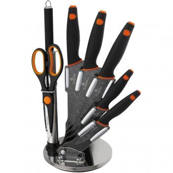 Set professionale di coltelli Berlinger Haus – 8 pezzi, pietra nera/arancione
