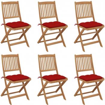Conjunto de Cadeiras Dobráveis de Acácia com Almofadões