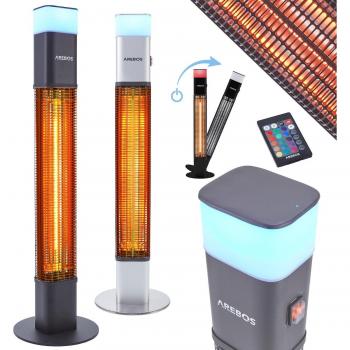 Black 1500W Remote Control LED Stand Heater with 16 Color Options