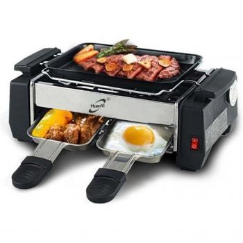 Family 1000W Electric Raclette & BBQ Grill – Non-Stick, Smoke-Free Cooking Plate
