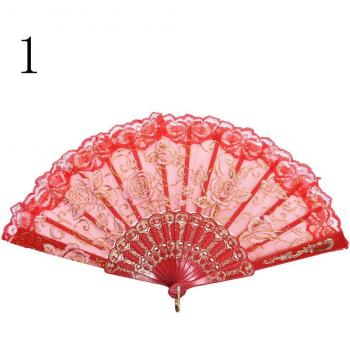 Abanico Plegable con Motivo Floral Oriental