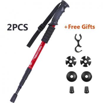 2Pcs Lightweight Anti-Shock Walking Sticks with Telescopic Design