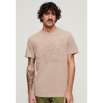 Camiseta Superdry Beige con Estampado en Relieve