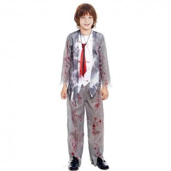 Disfraz de Zombie Escolar Gris para niño de 10-12 años