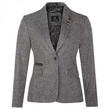 1920s Inspired Women's Herringbone Blazer in Grey