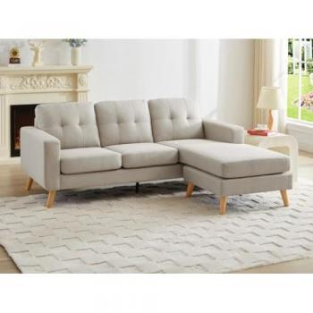 Canapé d'angle réversible en Tissu Beige Bartolome