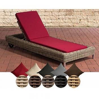 Gartenliege Polyrattan I – Rot-Rosa Rundrattan