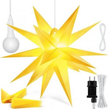 Étoile Suspendue Kesser – 3D LED, Lumière Blanche Chaude, Minuteur