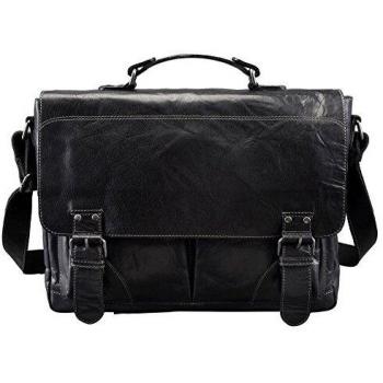 Pride and Soul Black Leather Laptop Bag 40cm