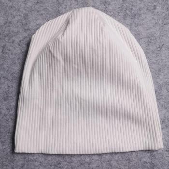 Black Cotton Ribbed Beanie for Women