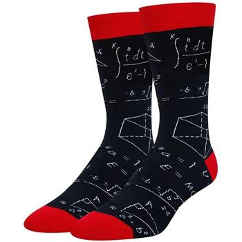 Unisex Autumn/Winter Cotton Socks with Math Geometric Print for Men and Women