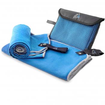 MNT10 Mikro‑Faser‑Strandtuch Blau 50x110 cm – Kompakt, schnelltrocknend, mit Tasche