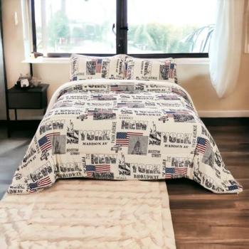 Cobija Nórdica Estampado Moderno con Borreguito y Funda de Almohada – 150/180-240 x 260 cm