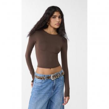 Langarm‑Polyamid Chic – Stradivarius Braun M