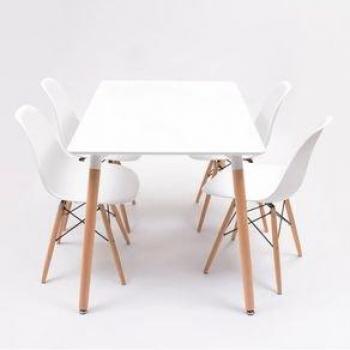 Colección Dinamarca Low: Mesa y Sillas en Blanco/Neutro