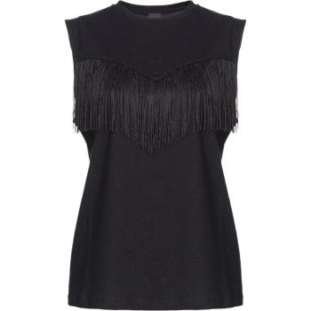 Pinko T-Shirt Twilight Jersey Frangiate Nero Limousine S