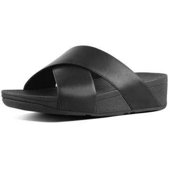Fitflop Damen Lulu Cross Slide Schwarz Peeptoe Sandalen 37 EU