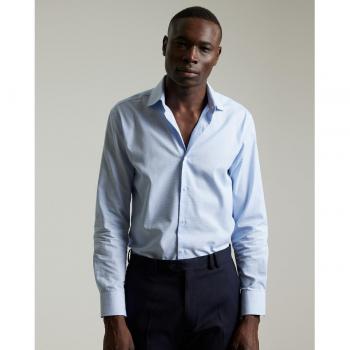 Camisa Slim Fit Micro Cuadro Azul para Hombre