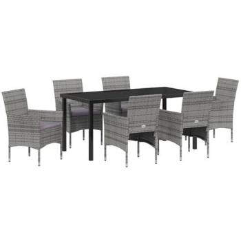 Pack Terrasse 7 pièces – Table & chaises gris rotin