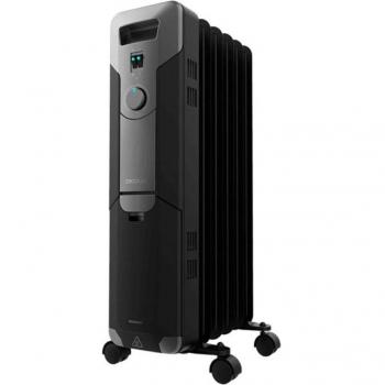 Radiador de aceite de 5 módulos y 1000 W con 3 niveles de potencia, cobertura de 12 m², recogecables, control sencillo, asa, ruedas y doble sistema de seguridad
