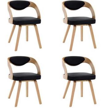 Sillas de Comedor Plegables 4 Unidades Madera y Cuero
