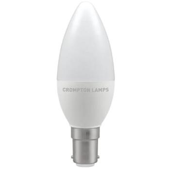Crompton 10-Pack B15 LED Candle Light Bulbs – 2.2W, 25W Equiv, Daylight Opal Small Bayonet