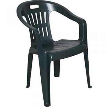Sedia da Esterno Impilabile Bisceglie con Braccioli, Schienale Basso, Verde, 100% Made in Italy, 56x55x78 cm