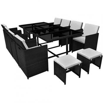 VidaXL Gartenmöbelset 13-teilig Poly Rattan Schwarz