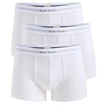 Paul Smith Men's 3-Pack White Classic Trunks with Logo Waistband
