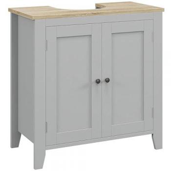 Grey Pedestal Bathroom Sink Cabinet with Shelving