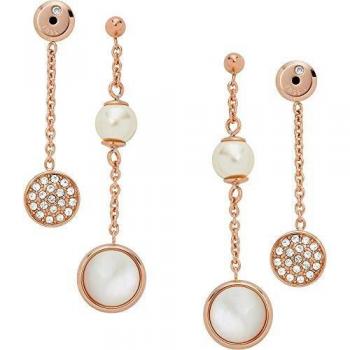 Classic Damen‑Hängeohr-Set in Edelstahl & Perlmutt, JF02958791