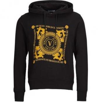 Felpa con Cappuccio Versace Jeans Couture in Cotone Nero con Stampa Logo V-Emblem Taglia L