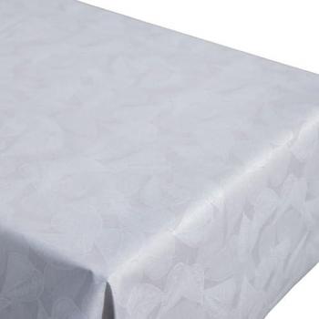 Mantel gris y blanco resinado antimanchas con diseño de hojas