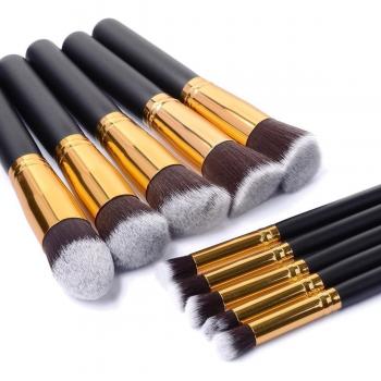 Lot de 10 pinceaux professionnels pour maquillage facial