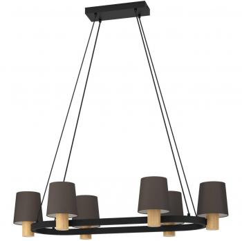 Lampada a sospensione Edale 6 luci metallo nero e marrone