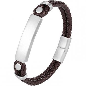 Trendiges Herrenarmband aus handgewebtem Leder und Edelstahl