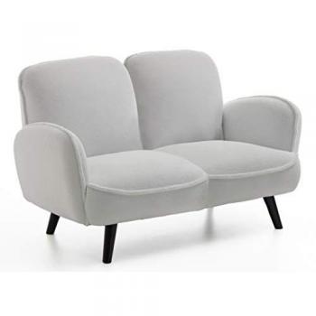 2-Sitzer ATLANTIC HOME COLLECTION Ben, weiß, Fellimitat, Samtstoff, mit Wellenunterfederung, Massivholzfüße, frei im Raum stellbar