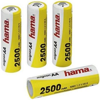 Hama Pilas Recargables NiMH 2500 mAh, 1.2 V, AA, 4 Unidades