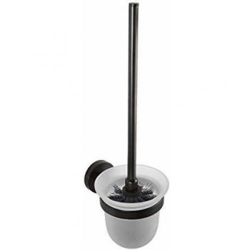 Escobillero de pared latón negro con taza de cristal 37x14x9,5cm