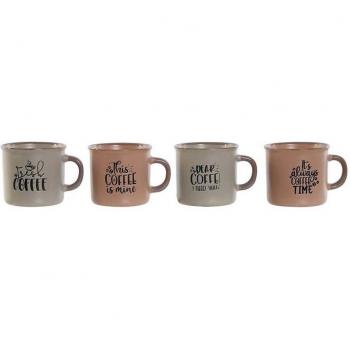 Set di Tazze da Caffè Gres 4 Pezzi Azzurro Rosa 180 Ml